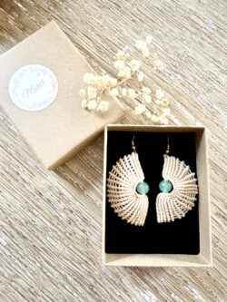 Boucles d’oreilles coquillage fait main avec aventurine verte